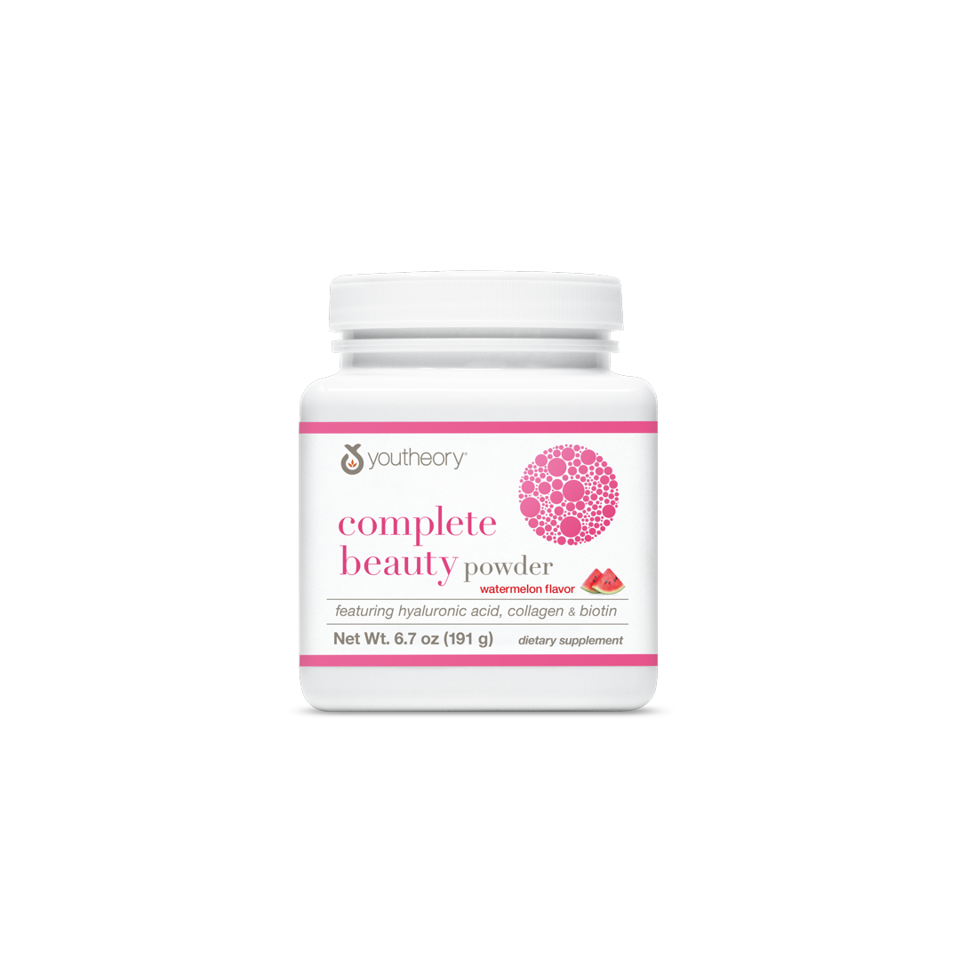 پودر زیبایی کامل یوتئوری (Youtheory Complete Beauty Powder) با طعم هندوانه، حاوی هیالورونیک اسید، کلاژن و بیوتین، ۱۹۱ گرم