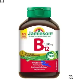 قرص ویتامین B12 جیمیسون ۱۲۰۰ میکروگرم با آزادسازی تدریجی، ۲۲۵ عدد - Jamieson Vitamin B12 1200 mcg Timed Release, 225 Tablets - تصویر 2