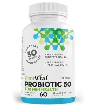 مکمل پروبیوتیک PlantVital برای آقایان - 50 میلیارد CFU، 15 سویه، 60 کپسول (PlantVital Probiotic Supplement for Men)