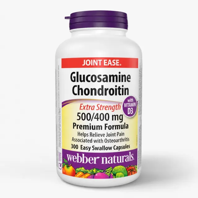 کپسول گلوکزامین کندرویتین فوق‌قوی + ویتامین D3 برند وبر نچرالز (Webber Naturals Glucosamine Chondroitin Extra Strength with Vitamin D3) - بسته ۳۰۰ عددی