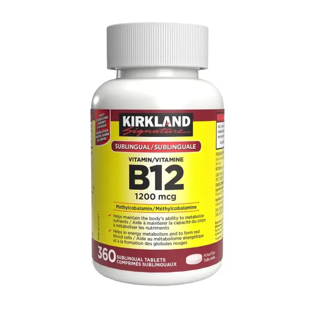 قرص زیرزبانی ویتامین B12 کرکلند سیگنچر 1200 میکروگرم، 360 عددی (Kirkland Signature Vitamin B12 1200 mcg, 360 sublingual tablets)