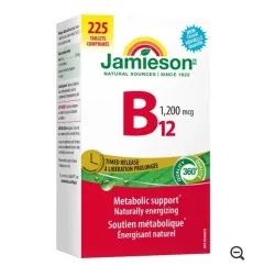 قرص ویتامین B12 جیمیسون ۱۲۰۰ میکروگرم با آزادسازی تدریجی، ۲۲۵ عدد - Jamieson Vitamin B12 1200 mcg Timed Release, 225 Tablets - تصویر 1
